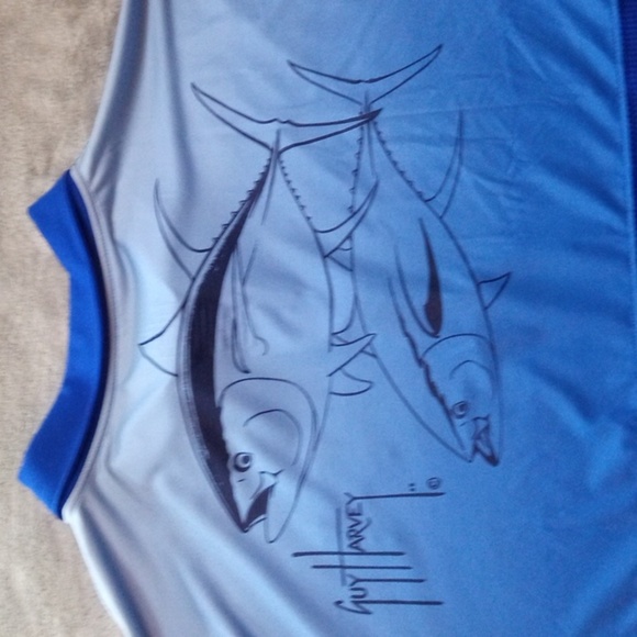 GUY Harvey Fishing Salt Water Fishing Outdoor Blue 2 Tone 30th anniversary 2XL - Picture 8 of 9